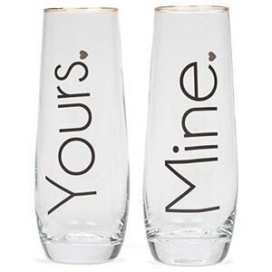 Transpac Yours and Mine 8.5 ounce Glass Stemless Champagne Flute